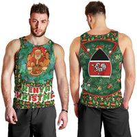 Kenya Christmas Men Tank Top with Santa Feast Scene and Festive Wreath Pattern - Wonder Print Shop