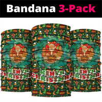 Kenya Christmas Neck Gaiter with Santa Feast Scene and Festive Wreath Pattern - Wonder Print Shop