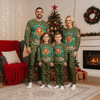 Kenya Christmas Pajama Set with Santa Feast Scene and Festive Wreath Pattern - Wonder Print Shop