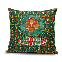 Kenya Christmas Pillow Cover with Santa Feast Scene and Festive Wreath Pattern - Wonder Print Shop