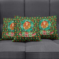 Kenya Christmas Pillow Cover with Santa Feast Scene and Festive Wreath Pattern - Wonder Print Shop