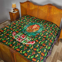 Kenya Christmas Quilt with Santa Feast Scene and Festive Wreath Pattern - Wonder Print Shop