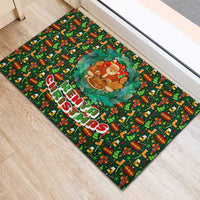 Kenya Christmas Rubber Doormat with Santa Feast Scene and Festive Wreath Pattern - Wonder Print Shop