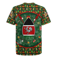 Kenya Christmas Rugby Jersey with Santa Feast Scene and Festive Wreath Pattern - Wonder Print Shop