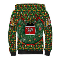 Kenya Christmas Sherpa Hoodie with Santa Feast Scene and Festive Wreath Pattern - Wonder Print Shop
