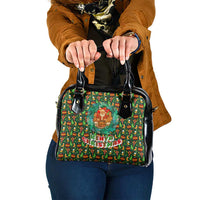 Kenya Christmas Shoulder Handbag with Santa Feast Scene and Festive Wreath Pattern - Wonder Print Shop