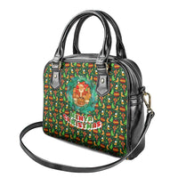 Kenya Christmas Shoulder Handbag with Santa Feast Scene and Festive Wreath Pattern - Wonder Print Shop