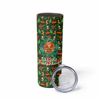 Kenya Christmas Skinny Tumbler with Santa Feast Scene and Festive Wreath Pattern - Wonder Print Shop