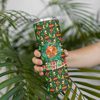 Kenya Christmas Skinny Tumbler with Santa Feast Scene and Festive Wreath Pattern - Wonder Print Shop