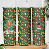 Kenya Christmas Skinny Tumbler with Santa Feast Scene and Festive Wreath Pattern - Wonder Print Shop