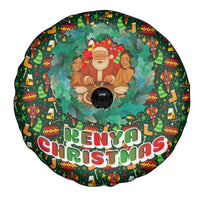 Kenya Christmas Spare Tire Cover with Santa Feast Scene and Festive Wreath Pattern - Wonder Print Shop