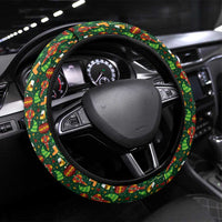 Kenya Christmas Steering Wheel Cover with Santa Feast Scene and Festive Wreath Pattern - Wonder Print Shop