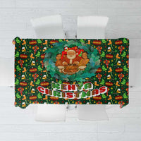 Kenya Christmas Tablecloth with Santa Feast Scene and Festive Wreath Pattern - Wonder Print Shop