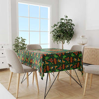 Kenya Christmas Tablecloth with Santa Feast Scene and Festive Wreath Pattern - Wonder Print Shop