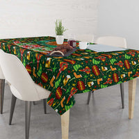 Kenya Christmas Tablecloth with Santa Feast Scene and Festive Wreath Pattern - Wonder Print Shop