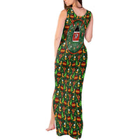 Kenya Christmas Tank Maxi Dress with Santa Feast Scene and Festive Wreath Pattern - Wonder Print Shop