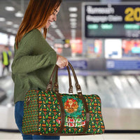 Kenya Christmas Travel Bag with Santa Feast Scene and Festive Wreath Pattern - Wonder Print Shop