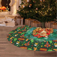 Kenya Christmas Tree Skirt with Santa Feast Scene and Festive Wreath Pattern - Wonder Print Shop