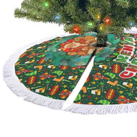 Kenya Christmas Tree Skirt with Santa Feast Scene and Festive Wreath Pattern - Wonder Print Shop