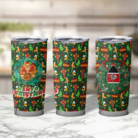 Kenya Christmas Tumbler Cup with Santa Feast Scene and Festive Wreath Pattern - Wonder Print Shop