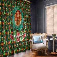 Kenya Christmas Window Curtain with Santa Feast Scene and Festive Wreath Pattern - Wonder Print Shop