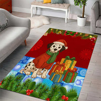 Croatia Christmas Area Rug with Dalmatian Dog Presents and Red Plaid Holiday - Wonder Print Shop