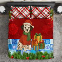 Croatia Christmas Bedding Set with Dalmatian Dog Presents and Red Plaid Holiday - Wonder Print Shop
