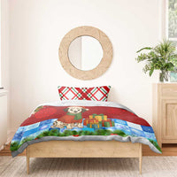 Croatia Christmas Bedding Set with Dalmatian Dog Presents and Red Plaid Holiday - Wonder Print Shop