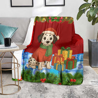 Croatia Christmas Blanket with Dalmatian Dog Presents and Red Plaid Holiday - Wonder Print Shop