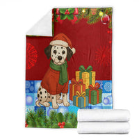 Croatia Christmas Blanket with Dalmatian Dog Presents and Red Plaid Holiday - Wonder Print Shop