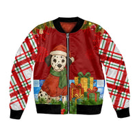 Croatia Christmas Bomber Jacket with Dalmatian Dog Presents and Red Plaid Holiday - Wonder Print Shop