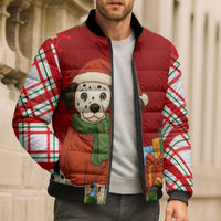 Croatia Christmas Bomber Puffer Jacket with Dalmatian Dog Presents and Red Plaid Holiday - Wonder Print Shop