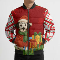 Croatia Christmas Bomber Puffer Jacket with Dalmatian Dog Presents and Red Plaid Holiday - Wonder Print Shop