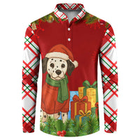 Croatia Christmas Button Sweatshirt with Dalmatian Dog Presents and Red Plaid Holiday - Wonder Print Shop