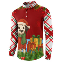 Croatia Christmas Button Sweatshirt with Dalmatian Dog Presents and Red Plaid Holiday - Wonder Print Shop