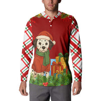 Croatia Christmas Button Sweatshirt with Dalmatian Dog Presents and Red Plaid Holiday - Wonder Print Shop