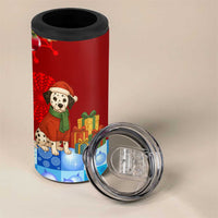 Croatia Christmas 4 in 1 Can Cooler Tumbler with Dalmatian Dog Presents and Red Plaid Holiday - Wonder Print Shop