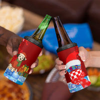 Croatia Christmas 4 in 1 Can Cooler Tumbler with Dalmatian Dog Presents and Red Plaid Holiday - Wonder Print Shop