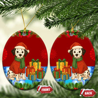 Croatia Christmas Ceramic Ornament with Dalmatian Dog Presents and Red Plaid Holiday - Wonder Print Shop