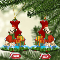 Croatia Christmas Ceramic Ornament with Dalmatian Dog Presents and Red Plaid Holiday - Wonder Print Shop