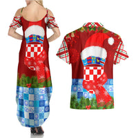 Croatia Christmas Couples Matching Summer Maxi Dress and Hawaiian Shirt with Dalmatian Dog Presents and Red Plaid Holiday - Wonder Print Shop