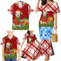 Croatia Christmas Family Matching Mermaid Dress and Hawaiian Shirt with Dalmatian Dog Presents and Red Plaid Holiday - Wonder Print Shop