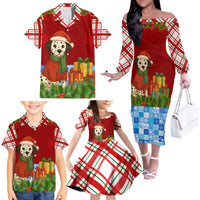 Croatia Christmas Family Matching Off The Shoulder Long Sleeve Dress and Hawaiian Shirt with Dalmatian Dog Presents and Red Plaid Holiday - Wonder Print Shop