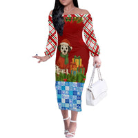 Croatia Christmas Family Matching Off The Shoulder Long Sleeve Dress and Hawaiian Shirt with Dalmatian Dog Presents and Red Plaid Holiday - Wonder Print Shop