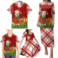 Croatia Christmas Family Matching Puletasi and Hawaiian Shirt with Dalmatian Dog Presents and Red Plaid Holiday - Wonder Print Shop