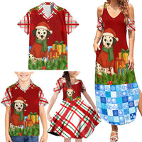 Croatia Christmas Family Matching Summer Maxi Dress and Hawaiian Shirt with Dalmatian Dog Presents and Red Plaid Holiday - Wonder Print Shop