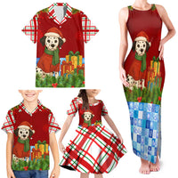 Croatia Christmas Family Matching Tank Maxi Dress and Hawaiian Shirt with Dalmatian Dog Presents and Red Plaid Holiday - Wonder Print Shop