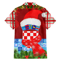Croatia Christmas Family Matching Tank Maxi Dress and Hawaiian Shirt with Dalmatian Dog Presents and Red Plaid Holiday - Wonder Print Shop