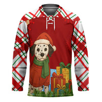 Croatia Christmas Hockey Jersey with Dalmatian Dog Presents and Red Plaid Holiday - Wonder Print Shop