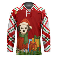 Croatia Christmas Hockey Jersey with Dalmatian Dog Presents and Red Plaid Holiday - Wonder Print Shop